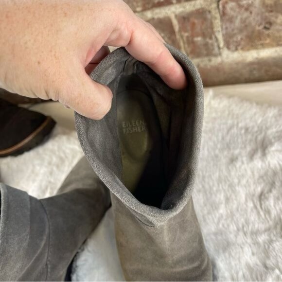 Eileen Fisher Gray Suede Ankle Booties Boots Sz 8.5 - Picture 7 of 7